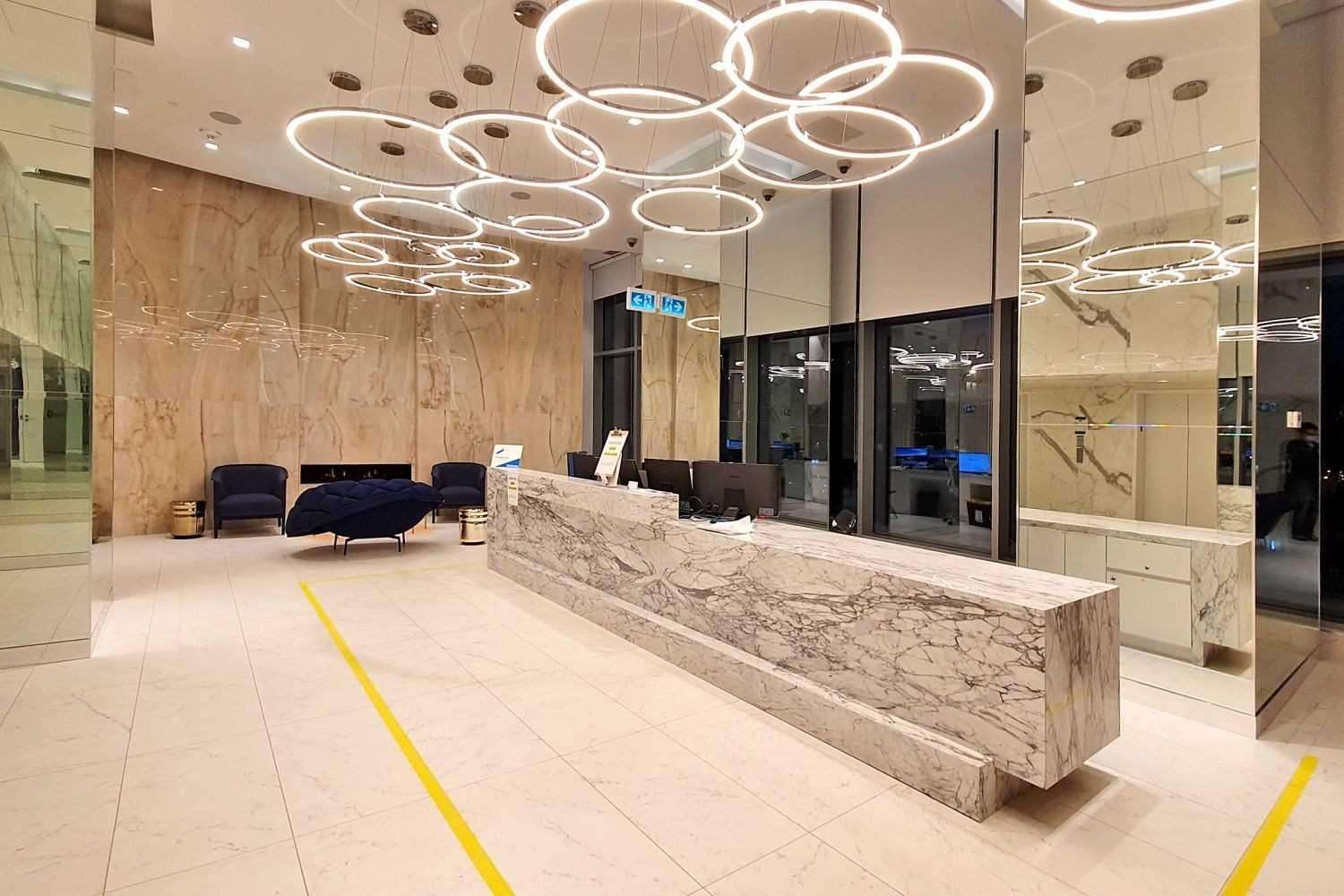 Rendering of condo lobby